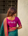 Peacock Blue Vitthal Rukmini Contrast Paithani Silk Zari Woven Saree