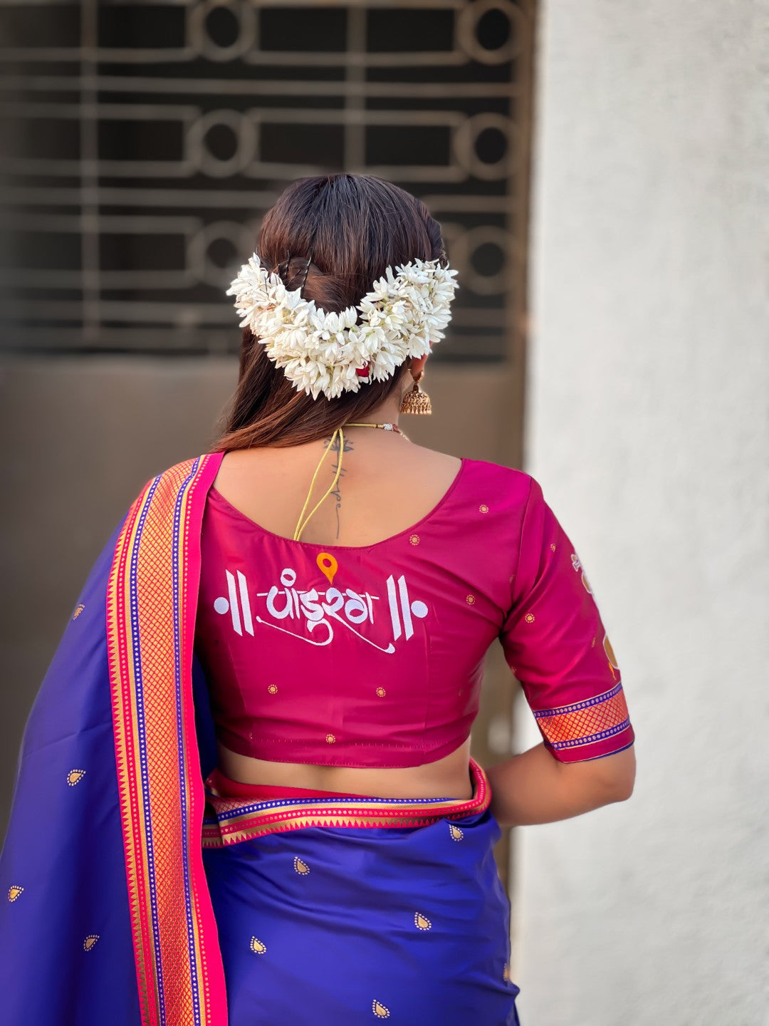 Violet Vitthal Rukmini Contrast Paithani Silk Zari Woven Saree