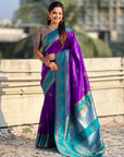 Purple Soft Traditional Kolam Art Concept Zari Woven Silk Saree