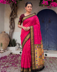 Rani Pink Premium Traditional Maharani Paithani Silk Saree
