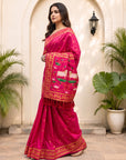 Rani Pink Soft Zari Woven Saree with Lotus Pichwai Concept Pallu