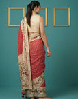 Red Tussar Silk Saree with Bandhani Pattern Saree