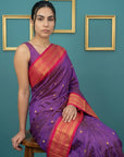 Purple (Red Tone) Premium Soft Gadwal Silk Zari Woven Saree