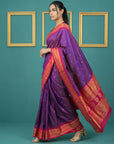 Purple (Red Tone) Premium Soft Gadwal Silk Zari Woven Saree