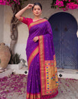 Purple (Red Tone) Premium Traditional Maharani Paithani Silk Saree