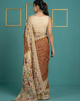 Rust Tussar Silk Saree with Bandhani Pattern Saree