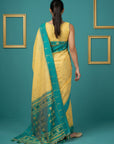 Cream & Blue Handloom Traditional Yeola Paithani Silk Saree
