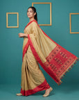 Cream & Red Handloom Traditional Yeola Paithani Silk Saree