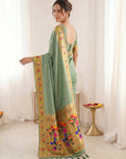 Sea Green Premium Soft Brocade Tissue Paithani Silk Saree