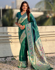 Peacock Blue Soft Paithani Silk with Silver Zari Woven Saree