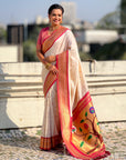Cream Paithani Silk with Kadiyal Border Saree