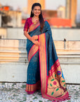 Dark Blue Paithani Silk with Kadiyal Border Saree