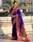Violet Paithani Silk with Kadiyal Border Saree