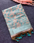 Sky Blue Premium Soft Matka Cotton with Jamdani Concept Saree