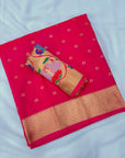 Rani Pink Soft Paithani Silk Saree with Rajhans Pallu