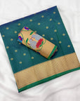 Peacock Blue Soft Paithani Silk Saree with Rajhans Pallu