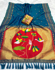 Rama Blue Traditional Gadwal Inspired Paithani Silk Saree