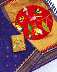 Violet Traditional Gadwal Inspired Paithani Silk Saree