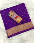 Purple Soft Paithani Silk Saree with Rajhans Pallu