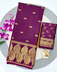 Wine Soft Unique Leaf Concept Silk Saree
