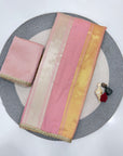 Light Pink Soft Patta Concept Silk Saree with Fancy Lace work