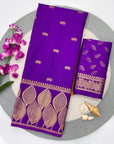 Purple Soft Unique Leaf Concept Silk Saree