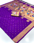 Purple Soft Paithani Silk Saree with Rajhans Pallu