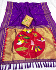 Purple Traditional Gadwal Inspired Paithani Silk Saree
