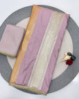 Lavender Soft Patta Concept Silk Saree with Fancy Lace work