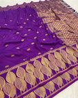 Purple Soft Unique Leaf Concept Silk Saree
