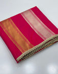 Rani Pink Soft Patta Concept Silk Saree with Fancy Lace work