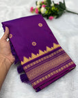Dark Purple Traditional Gadwal Inspired Paithani Silk Saree