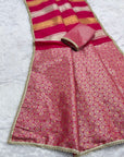 Rani Pink Soft Patta Concept Silk Saree with Fancy Lace work