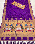 Purple Soft Paithani Silk Saree with Rajhans Pallu