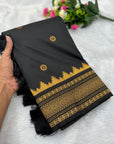 Black Traditional Gadwal Inspired Paithani Silk Saree