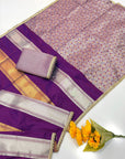 Purple Soft Patta Concept Silk Saree with Fancy Lace work