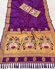 Purple (Red Tone) Soft Paithani Silk Saree with Rajhans Pallu