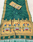 Peacock Blue Soft Paithani Silk Saree with Rajhans Pallu