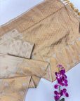 Cream Soft Unique Leaf Concept Silk Saree