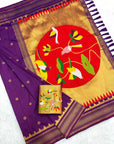 Dark Purple Traditional Gadwal Inspired Paithani Silk Saree