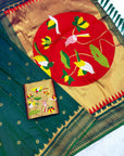Peacock Blue Traditional Gadwal Inspired Paithani Silk Saree