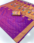 Purple (Red Tone) Soft Paithani Silk Saree with Rajhans Pallu