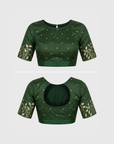 Bottle Green Premium Soft Matka Cotton with Jamdani Concept Saree