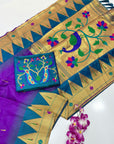 Purple Vidya Balan Inspired Muniya Temple Paithani Silk Saree