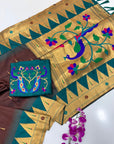 Coffee Vidya Balan Inspired Muniya Temple Paithani Silk Saree