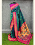 Peacock Blue Premium Traditional Maharani Paithani Silk Saree