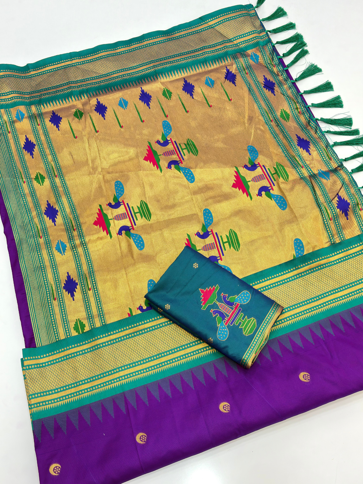 Purple Premium Traditional Maharani Paithani Silk Saree