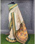 Cream Premium Traditional Maharani Paithani Silk Saree