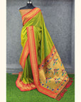 Mehendi Green Premium Traditional Maharani Paithani Silk Saree