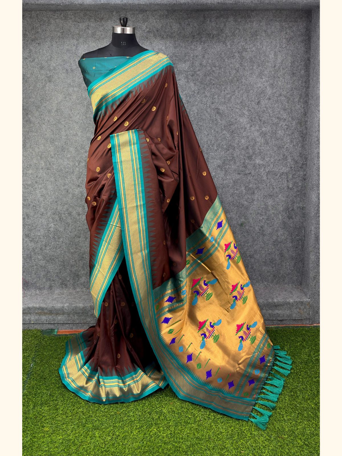 Coffee Premium Traditional Maharani Paithani Silk Saree